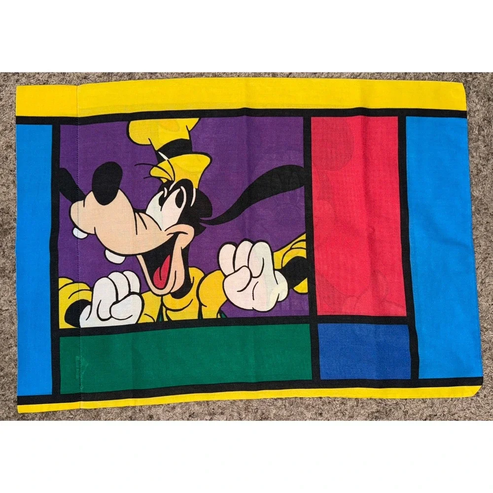 vintage disney single‎ mickey mouse pluto standard pillowcase bright color